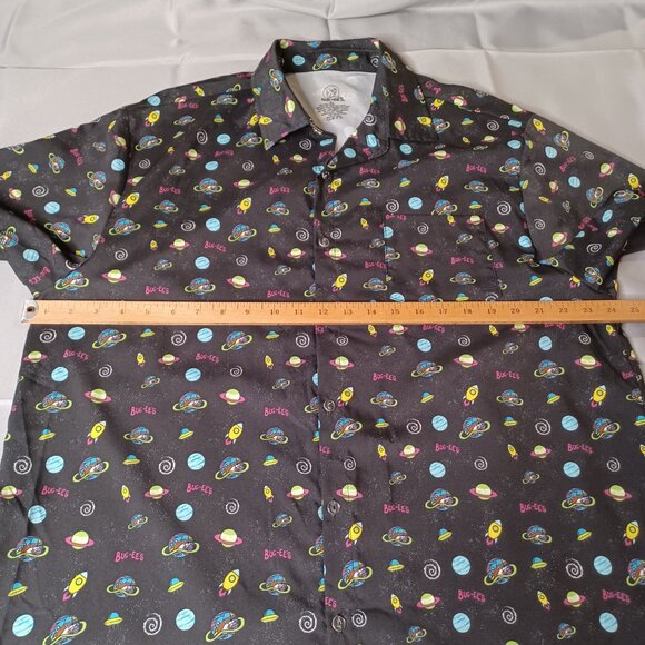 BUC-EE'S Shirt Mens XL Black Outer Space UFO ButtonUp Short Sleeve Casual Brand - Picture 6 of 7